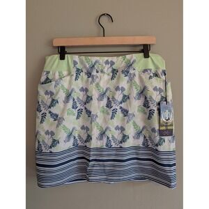 NWT Tee Time Womens Golf Skort Large Tropical Floral Striped Athletic Skirt